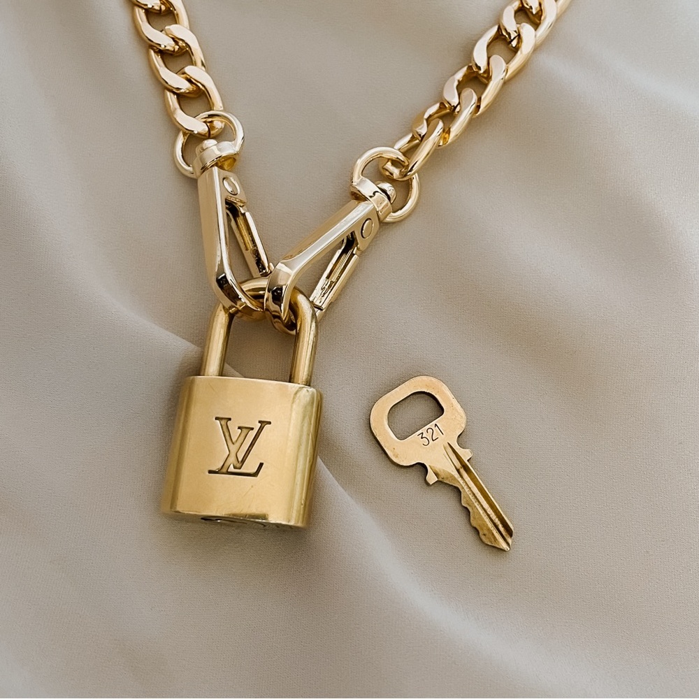 Louis Vuitton Gold Padlock Necklace with Key